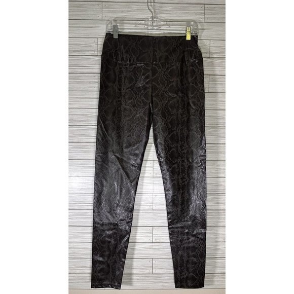 7 FOR ALL MANKIND Faux Leather Snakeskin Print Leggings In Brown‎ Size Medium - Picture 1 of 7